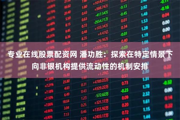 专业在线股票配资网 潘功胜：探索在特定情景下向非银机构提供流动性的机制安排